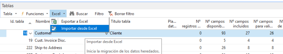 Navision - importar datos desde Excel